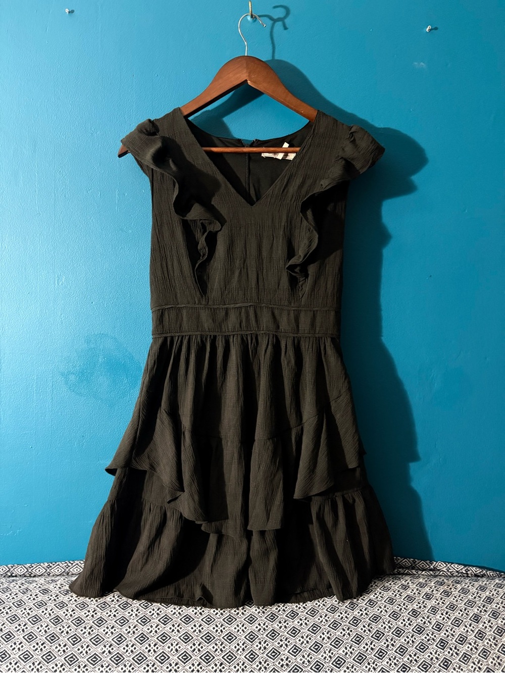 BCBGeneration Black Ruffle Tiered Mini Dress